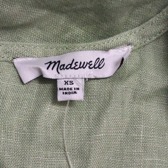 Madewell Green Sleeveless V Neck Zip Back Linen Dress Style NP101 Size XS - Picture 7 of 11